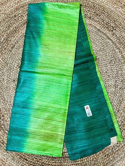 3D Ghicha Silk Saree (Leaf Green & Botttle Green) (Certified Silk Mark)