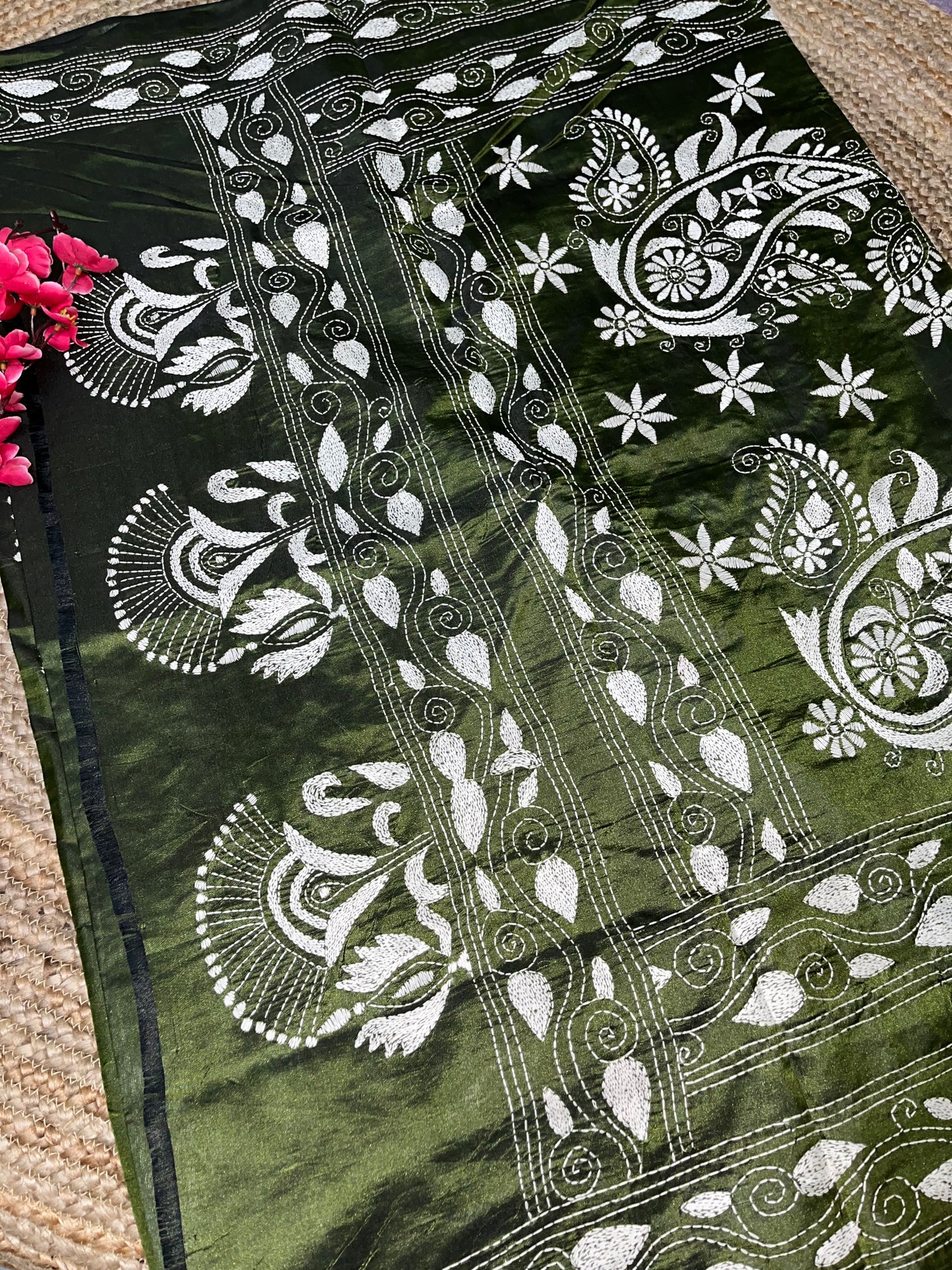 Kantha Stich with Flora Motifs design (hand work)