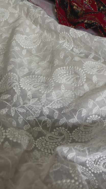 Pure Georgette Chikankari work Patola saree